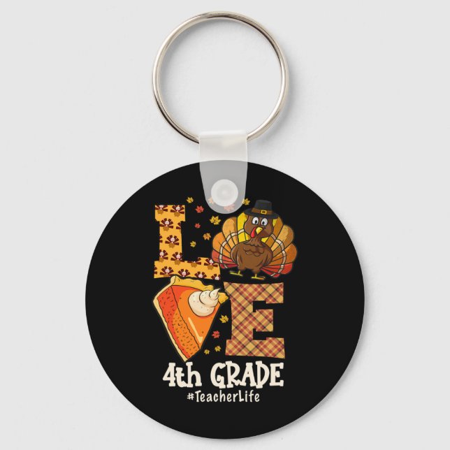 Chaveiro Thanksgiving Love 4th Grade Teacher Turkey Autumn  (Frente)