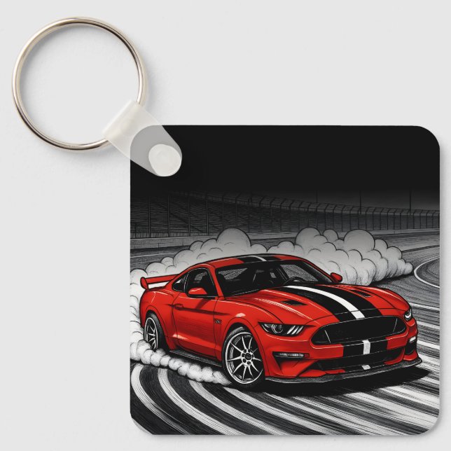 Chaveiro The Best Drift Car Red Muscle Keychain (Frente)