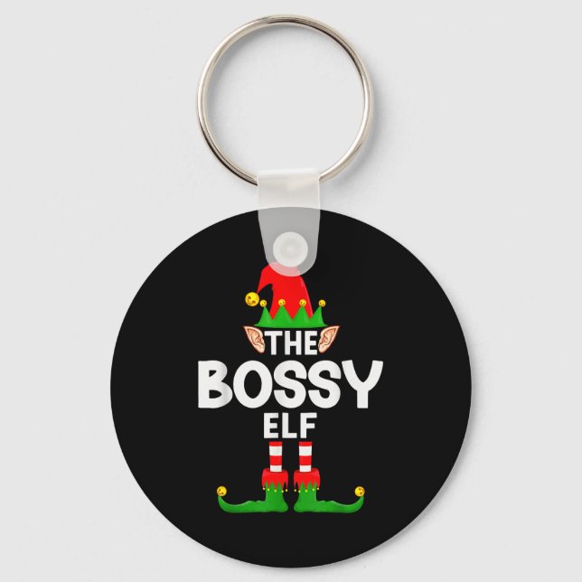 Chaveiro The Bossy Elf Family Christmas Pajama Party  (Frente)