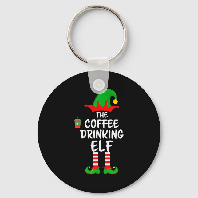 Chaveiro The Coffee Drinking Elf Matching Family Christmas  (Frente)