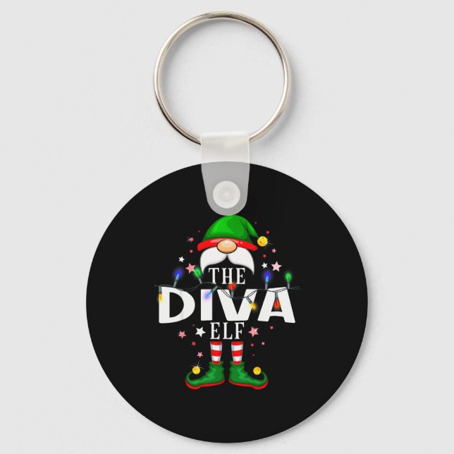 Chaveiro The Diva Elf Christmas Family Pajama Party  (Frente)
