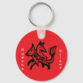 Chaveiro The Fox and The Trout | Native Wildlife Art Red