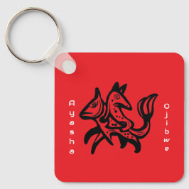 Chaveiro The Fox and The Trout | Native Wildlife Art Red