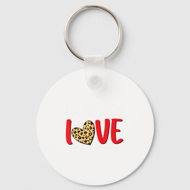 Chaveiro The Greatest Is Love Valentines Day Leopard Heart  (Frente)