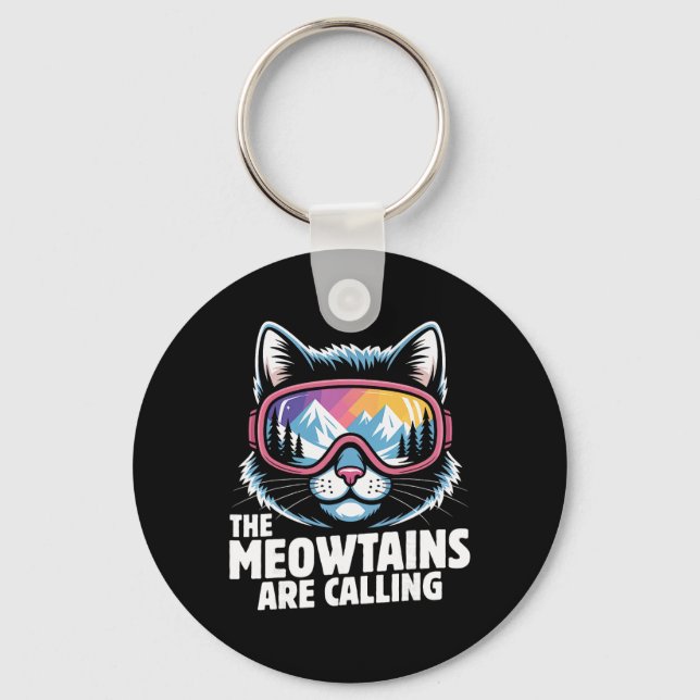 Chaveiro The Meowtains Are Calling Funny Skiing Humoe Ski C (Frente)