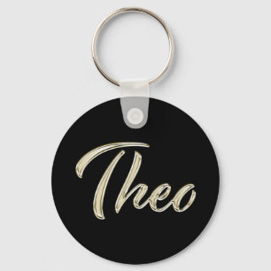 Chaveiro Theo Name whitegold Button Schlüsselanhänger