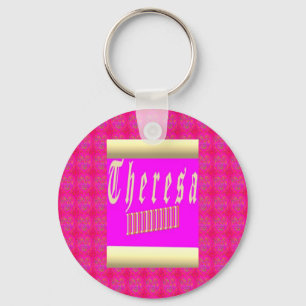 Chaveiro Theresa design chocante rosa e ouro