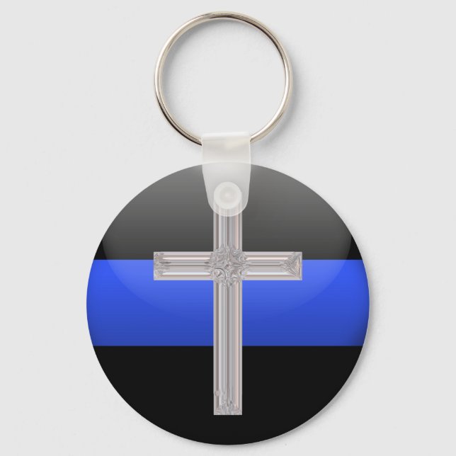 Chaveiro Thin Blue Line Prayer For Safety (Frente)