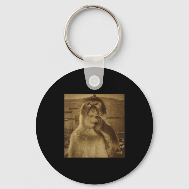Chaveiro Thinking Monkey Meme Vintage Retro  (Frente)