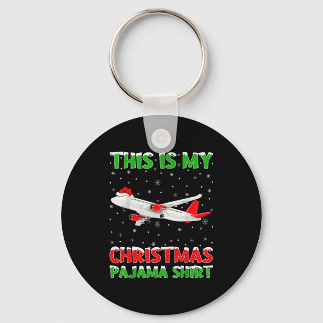 Chaveiro This Is My Christmas Pajama Shirt Airplane Christm (Frente)