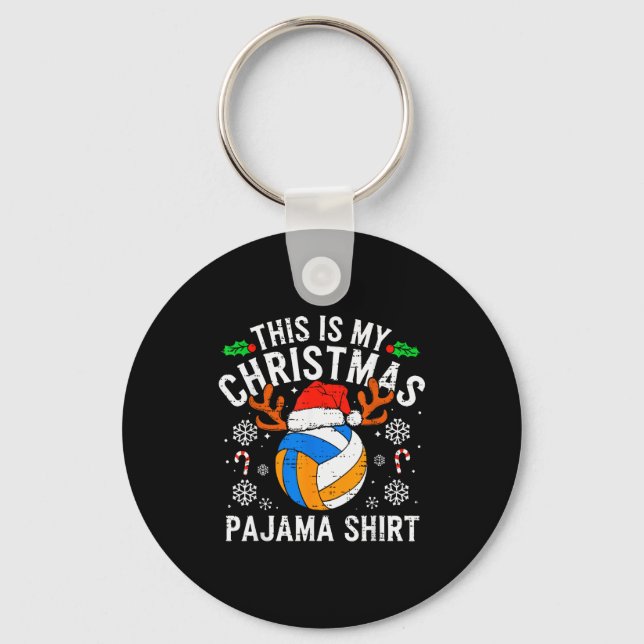 Chaveiro This Is My Volleyball Christmas Pajama Shirt Men B (Frente)