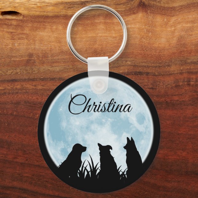 Chaveiro Three Dogs at Night Custom Text (Frente)