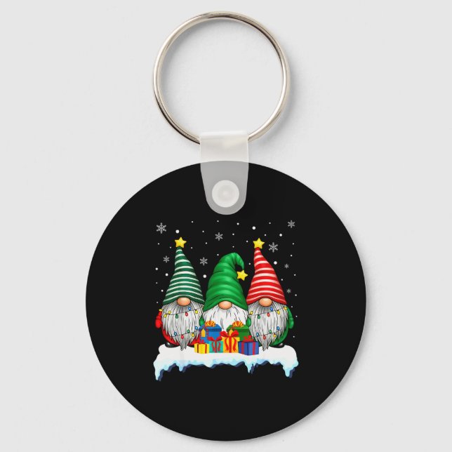 Chaveiro Three Gnomes Tree Lights Men Women Matching Xmas H (Frente)