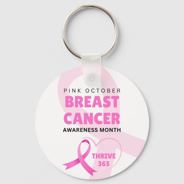 Chaveiro Thrive 365 Mês de consciência do câncer de mama 20 (Frente)