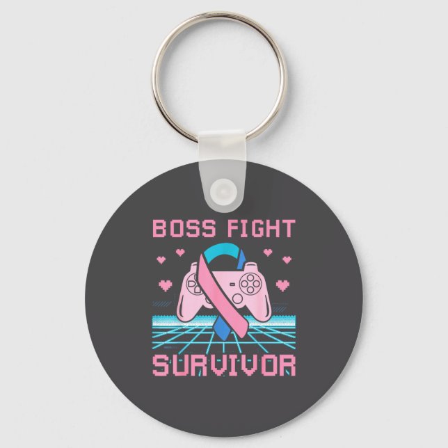 Chaveiro Thyroid Cancer Awareness Boss Fight Survivor Gamer (Frente)