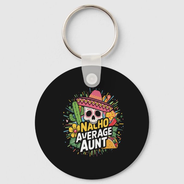 Chaveiro Tia Média Nacho Engraçada Com Cinco De Mães Sombre (Frente)