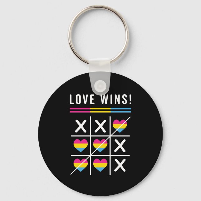 Chaveiro Tic Tac Toe Love ganha Orgulho Pansexual LGBTQ (Frente)