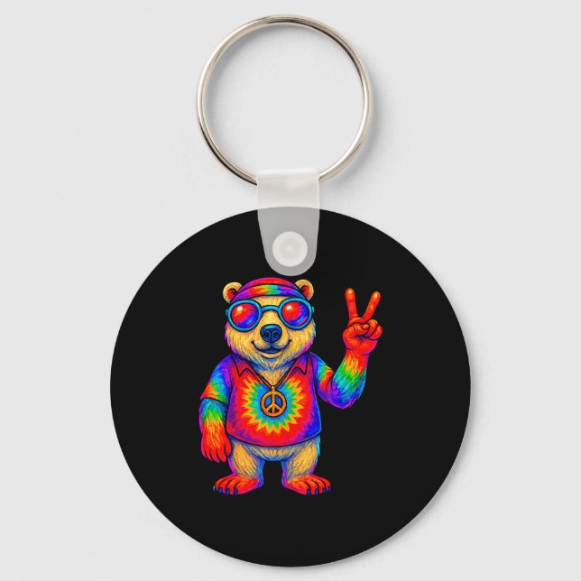 Chaveiro Tie-dye Lar Bear Peace Sign Hip  (Frente)