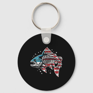 Chaveiro Tie Dye Skeleton Salmon American 4 De Julho Fish
