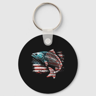 Chaveiro Tie Dye Skeleton Salmon American 4 De Julho Fish
