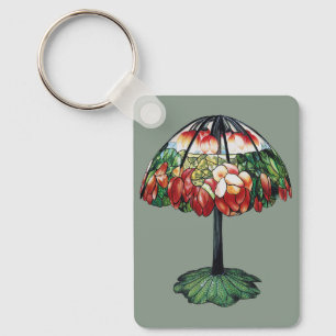 Chaveiro Tiffany Art Nouveau Floral de Lótus Vermelho Vinta