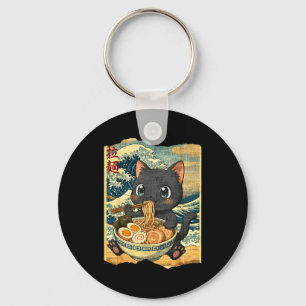 Chaveiro Tigela de macarrão ramen de gato preto kawaii engr