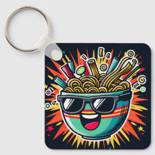 Chaveiro Tigela de Ramen de Macarrão Cartoon Fofo Engraçado