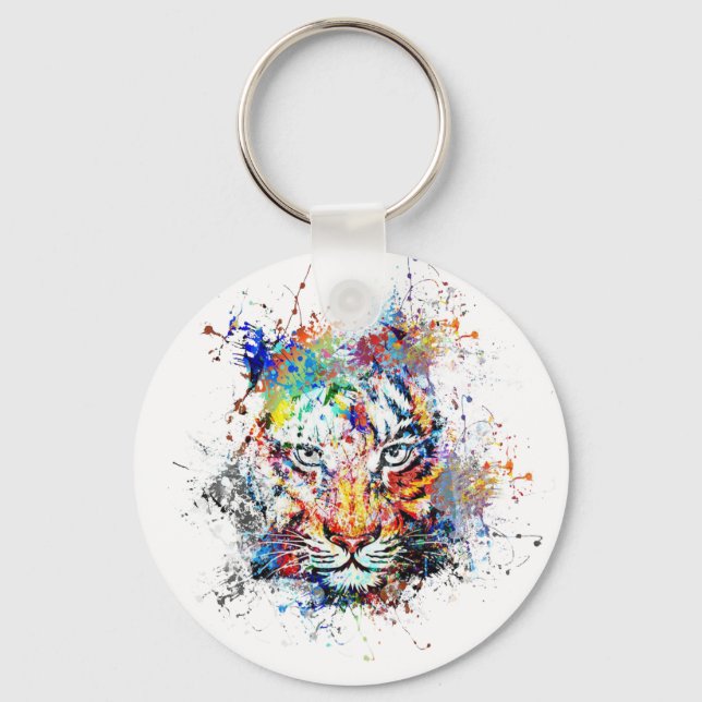 Chaveiro Tiger Abstrato Art Painting (Frente)