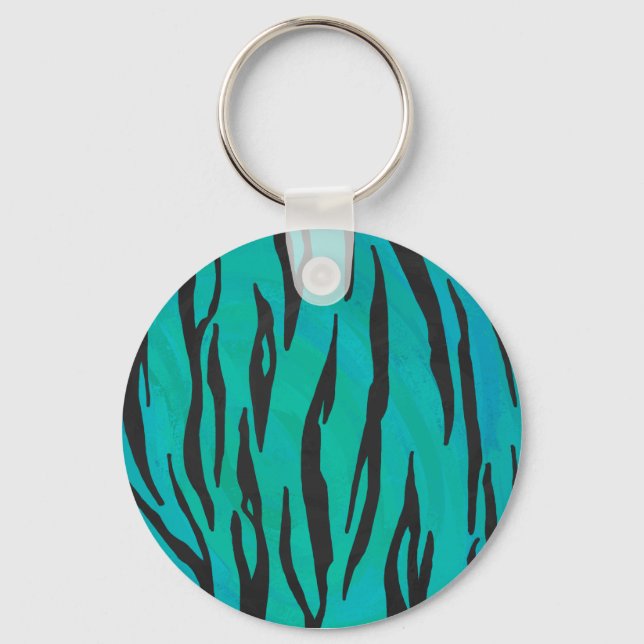 Chaveiro Tiger Black and Teal Impressão (Frente)
