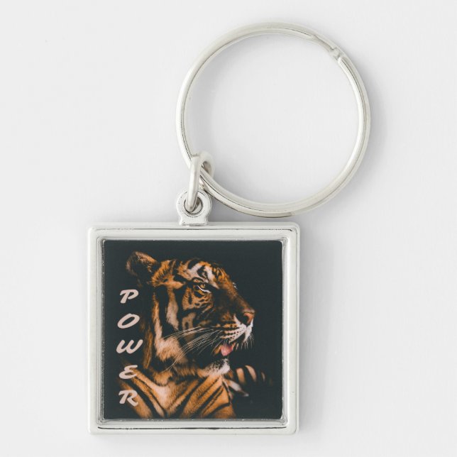 Chaveiro Tiger Power Stripes Fierce Motivational (Frente)