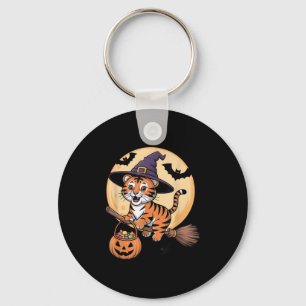Chaveiro Tiger Witch Hat Pumpkin Halloween Homens Mulher