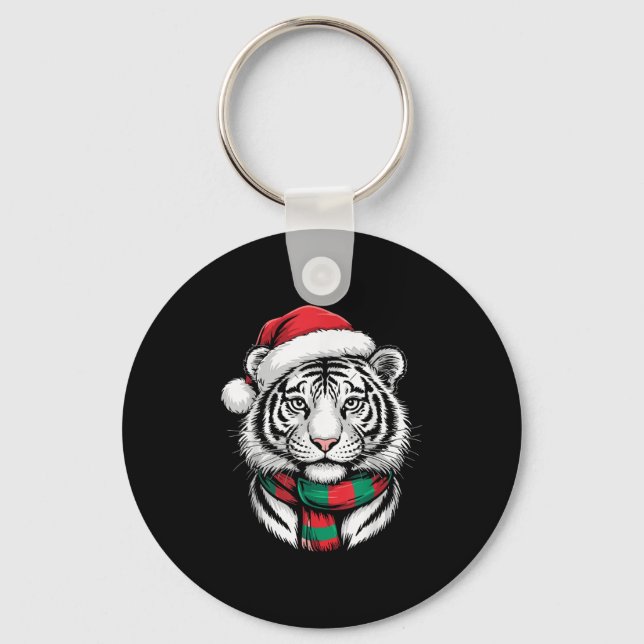 Chaveiro Tiger Xmas Santa Hat Figurume De Natal (Frente)