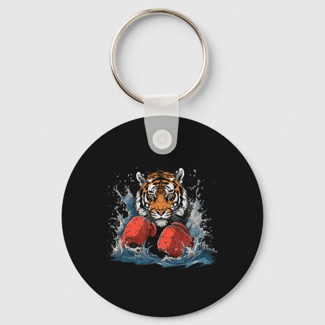 Chaveiro Tigre Boxeador Com Luvas de Boxe Kickboxing Engraç (Frente)