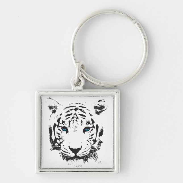 Chaveiro Tigre branco com olhos azuis (Frente)