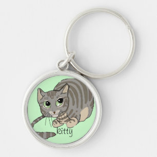 Chaveiro Tigre cinzento Cat~keychain do bom gatinho