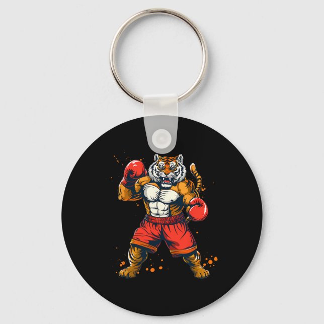 Chaveiro Tigre de Boxe Com Luvas de Boxe Kickboxing Engraça (Frente)