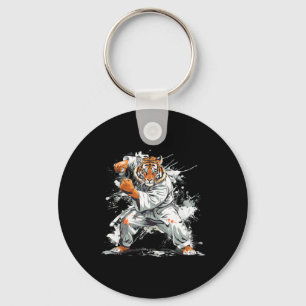 Chaveiro Tigre de Kickboxing Aquarela Artes Marciais Karate