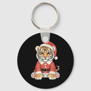 Chaveiro Tigre de Natal Fofo Papai Noel Safari Animal