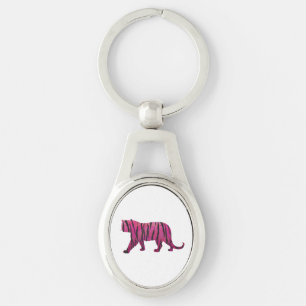 Chaveiro Tigre de silicone rosa e preto