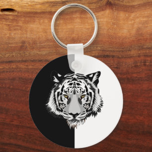 Chaveiro Tigre em preto e branco
