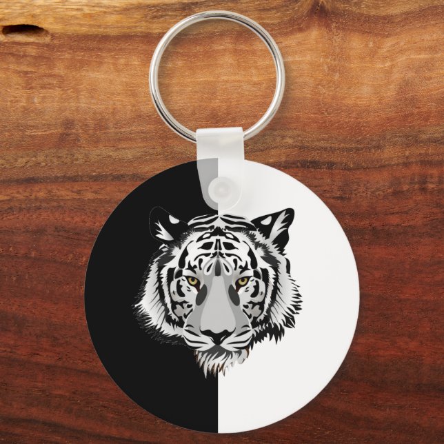 Chaveiro Tigre em preto e branco (Frente)