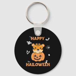 Chaveiro Tigre Em Pumpkin, Doce Tigre Feliz Dia das Bruxas