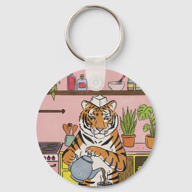 Chaveiro Tigre Fazendo Chá (Frente)