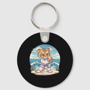 Chaveiro Tigre Fofo de Caratê Kickboxing Taekwondo Jiu-jits