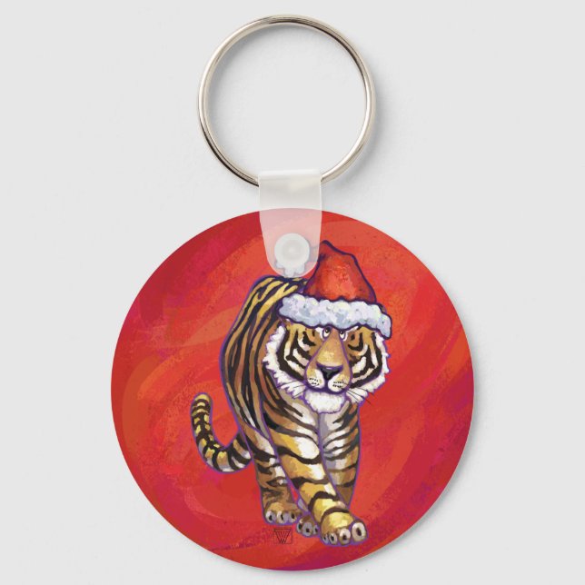 Chaveiro Tigre Natal em Vermelho (Frente)