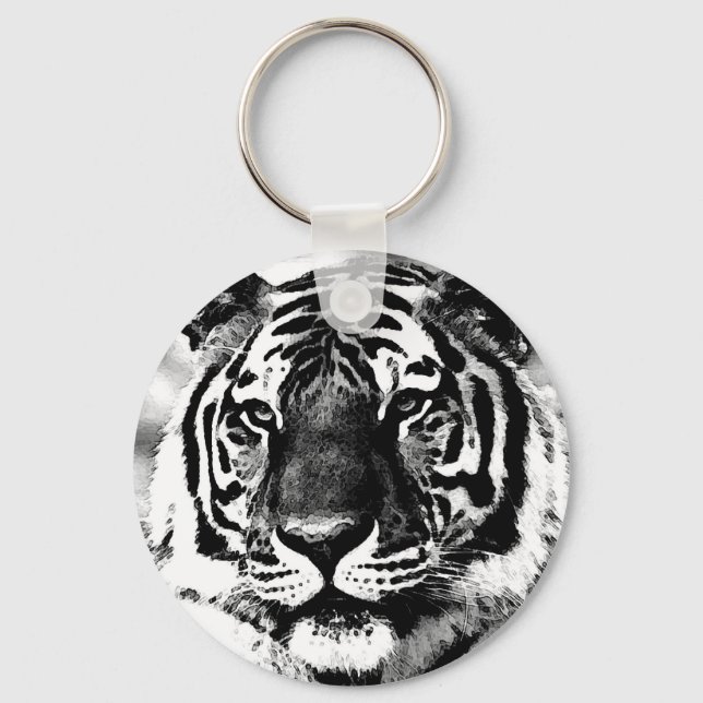 Chaveiro Tigre preto e branco (Frente)