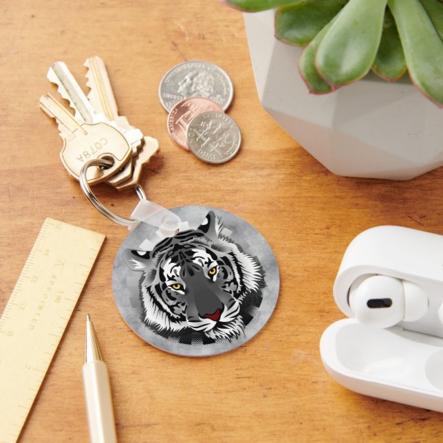 Chaveiro Tigre Preto E Branco (Mesa)