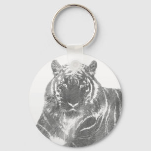 Chaveiro Tigre Preto e Branco