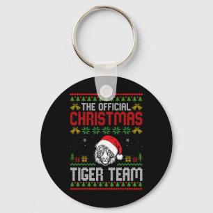 Chaveiro Tigre Usando Chapéu de Papai Noel Luzes de Natal F