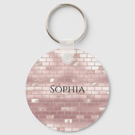 Chaveiro Tijolos Cor-de-Rosa Espelhos